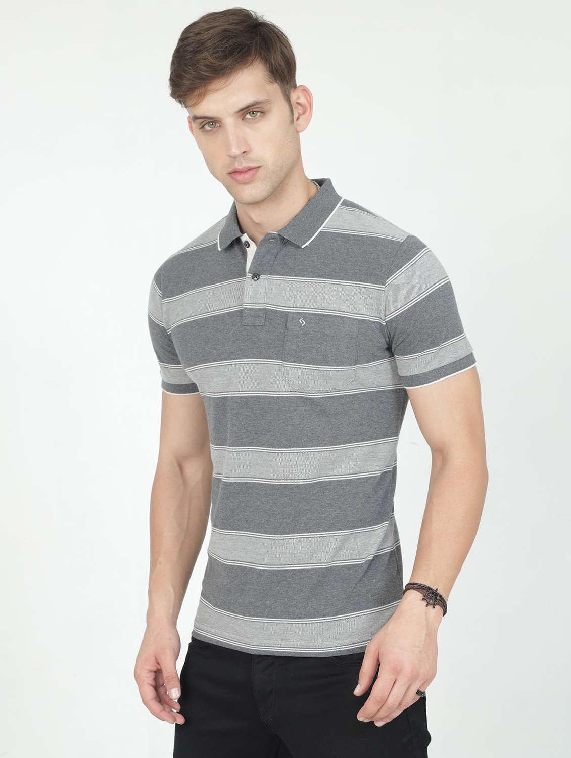 men polo neck striped t-shirt - 20598388 -  Standard Image - 1