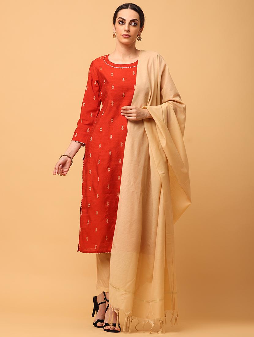 women three quarter sleeve kurta pant with dupatta set - 20598412 -  Zoom Image - 0