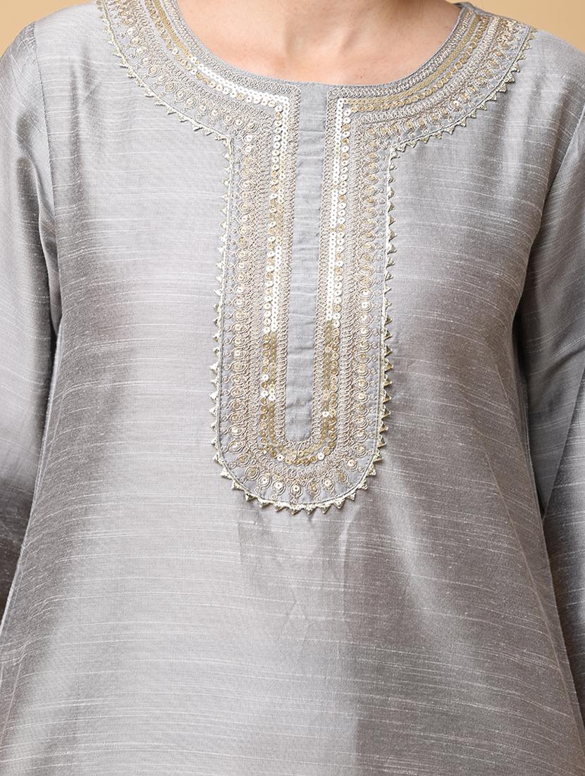 women three quarter sleeve kurta pant with dupatta set - 20598426 - Standard Image - 4