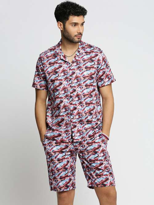 Men's Multi Colored Printed Co Ord Set