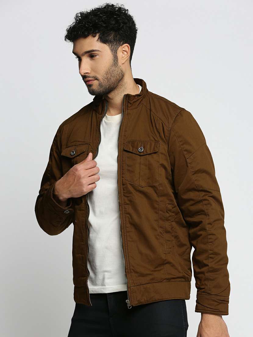 brown cotton bomber jacket - 20598506 - Standard Image - 1