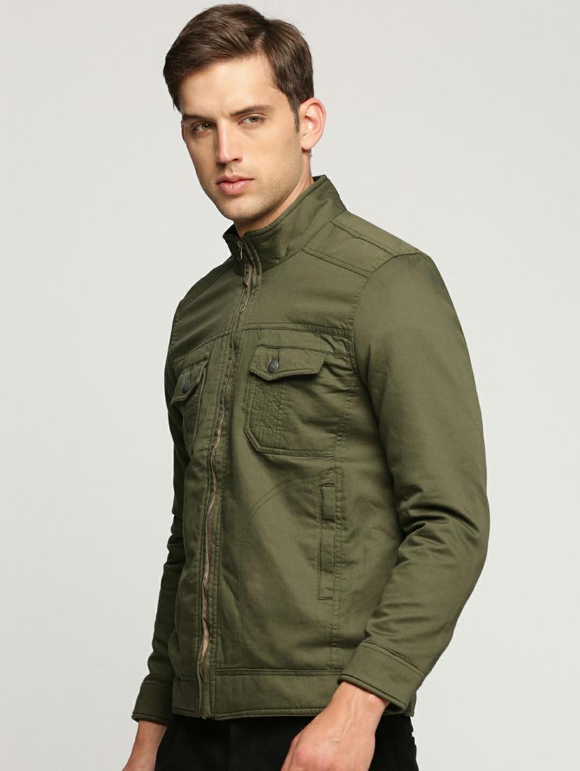 olive cotton bomber jacket - 20598508 - Standard Image - 1