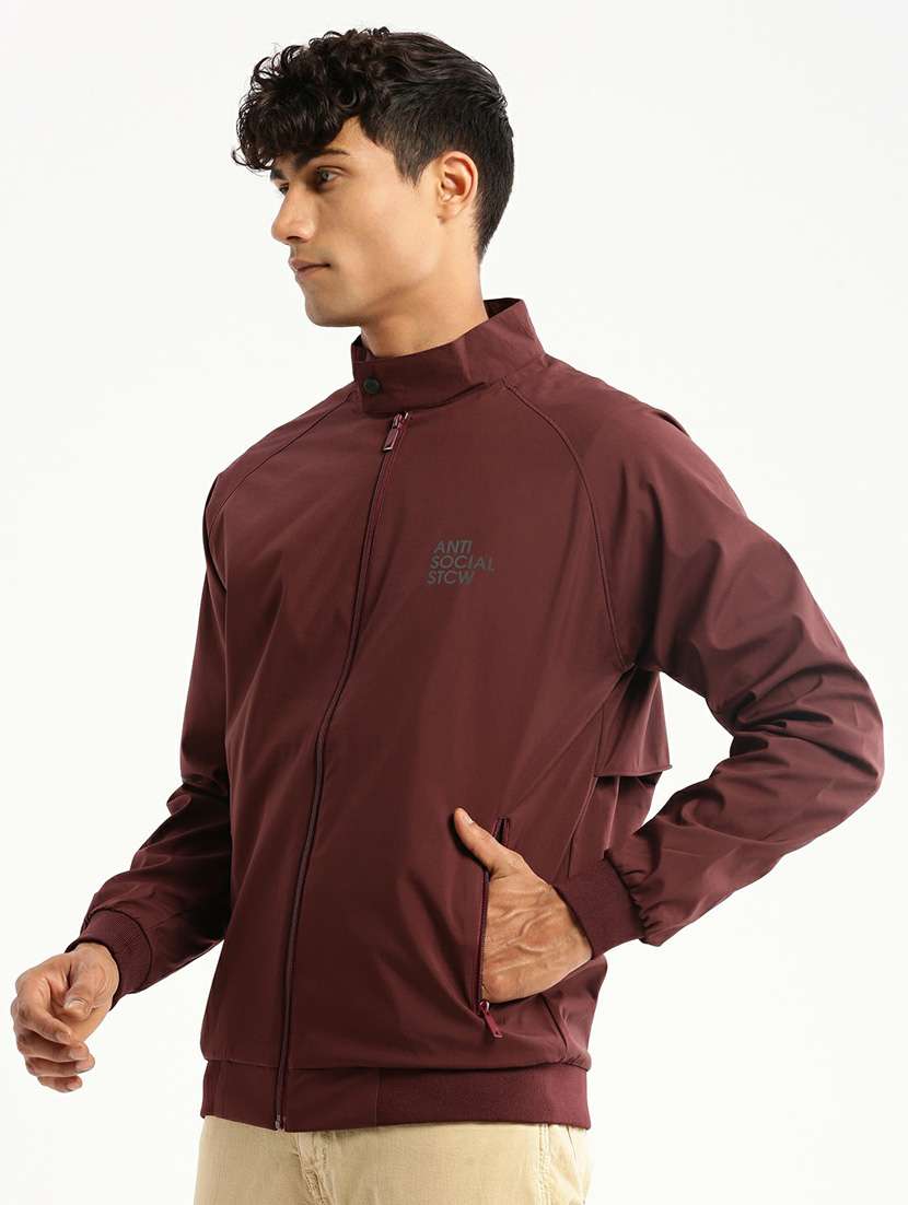maroon nylon bomber jacket - 20598516 -  Standard Image - 1