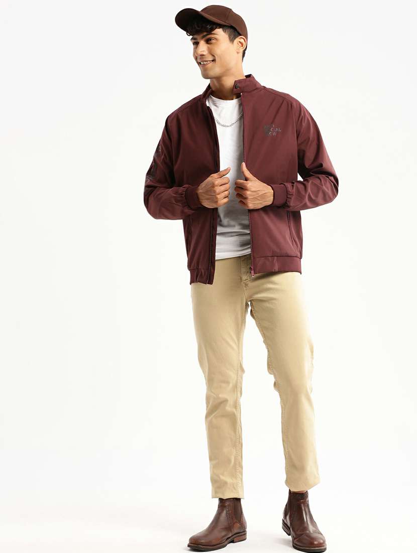 maroon nylon bomber jacket - 20598516 -  Standard Image - 4