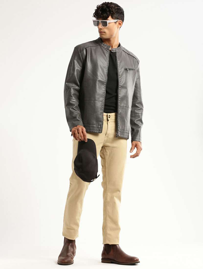 grey faux leather bomber jacket - 20598521 -  Standard Image - 4