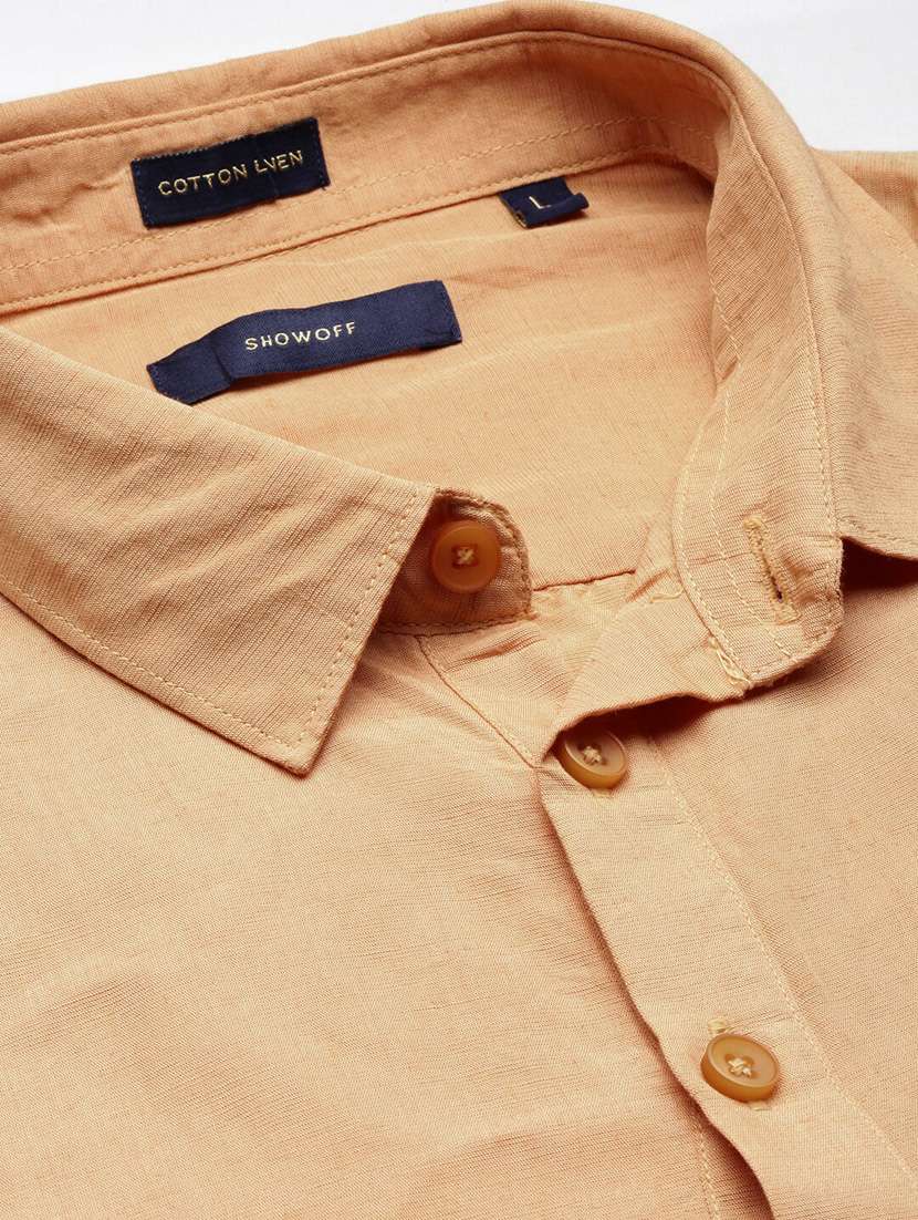 men solid linen short kurta - 20598555 -  Standard Image - 6