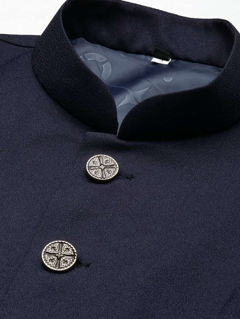 men's slim fit mandarin collar solid nehru jacket - 20598574 -  Standard Image - 6