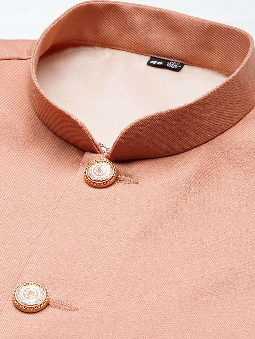 men's slim fit mandarin collar solid nehru jacket - 20598576 -  Standard Image - 6