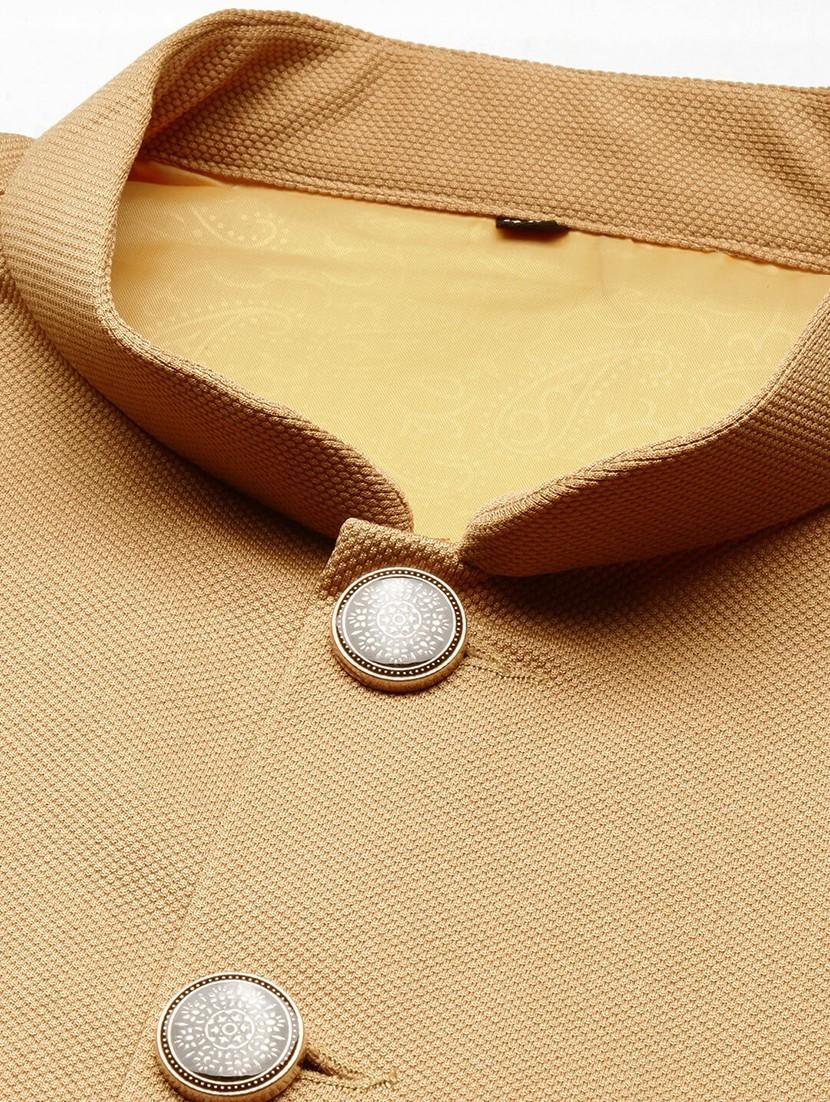 men's slim fit mandarin collar solid nehru jacket - 20598582 - Standard Image - 6