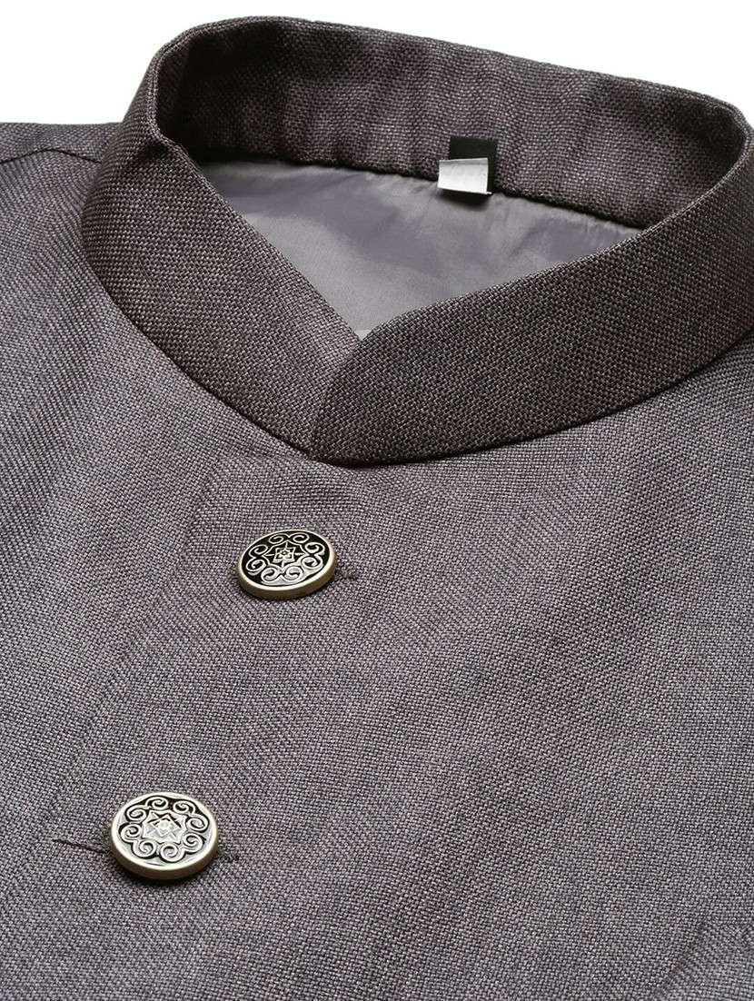 men's slim fit mandarin collar solid nehru jacket - 20598585 -  Standard Image - 6