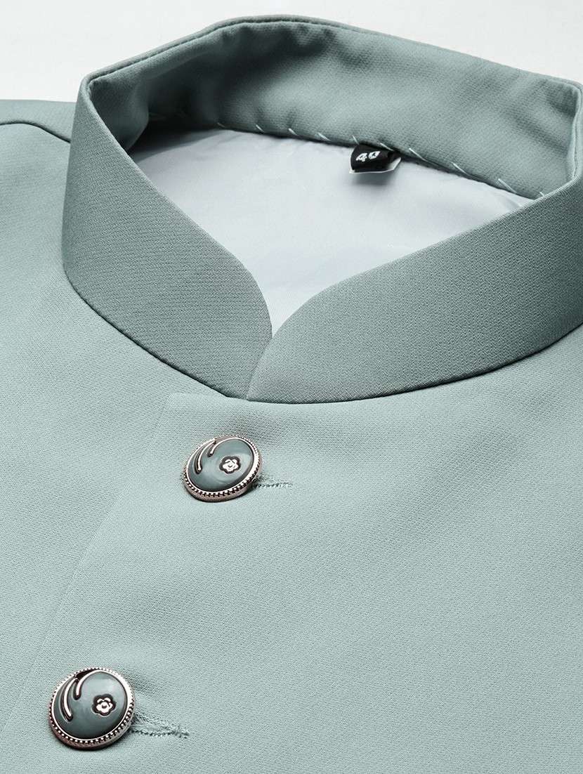 men's slim fit mandarin collar solid nehru jacket - 20598588 - Standard Image - 6