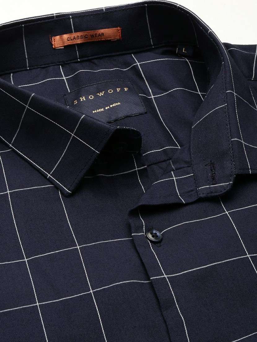 navy blue cotton blend casual shirt - 20598603 - Standard Image - 6