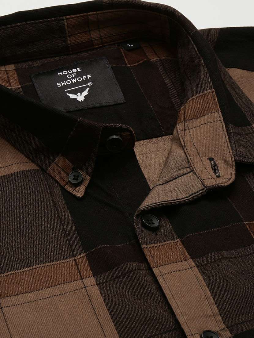 brown cotton blend casual shirt - 20598604 -  Standard Image - 6