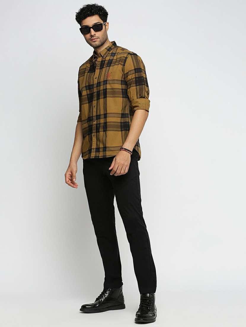 mustard cotton blend casual shirt - 20598605 -  Standard Image - 4