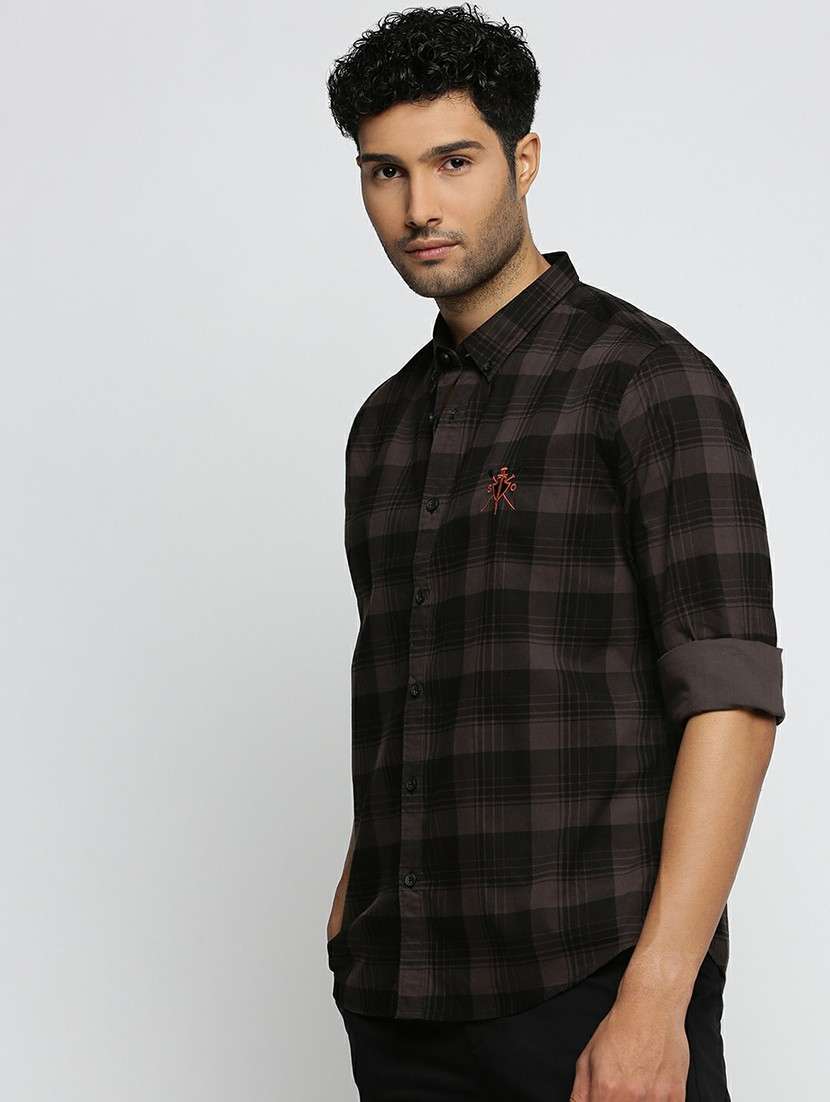 grey cotton blend casual shirt - 20598606 -  Standard Image - 1