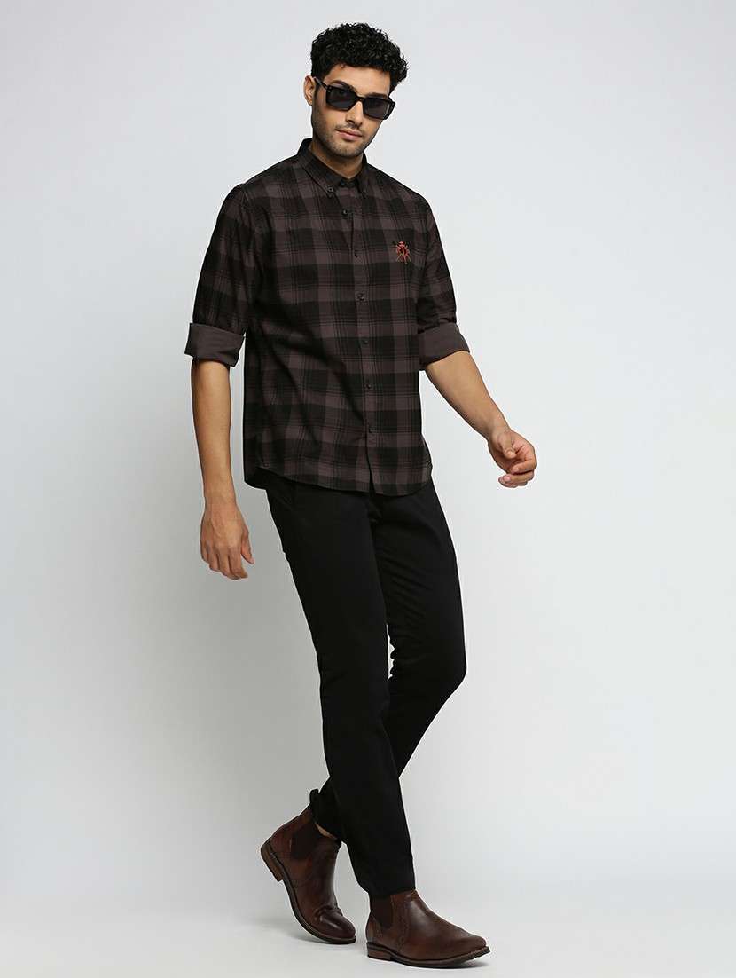 grey cotton blend casual shirt - 20598606 -  Standard Image - 4