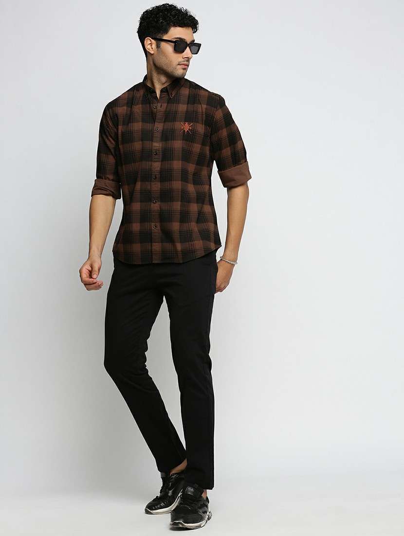 brown cotton blend casual shirt - 20598608 -  Standard Image - 4