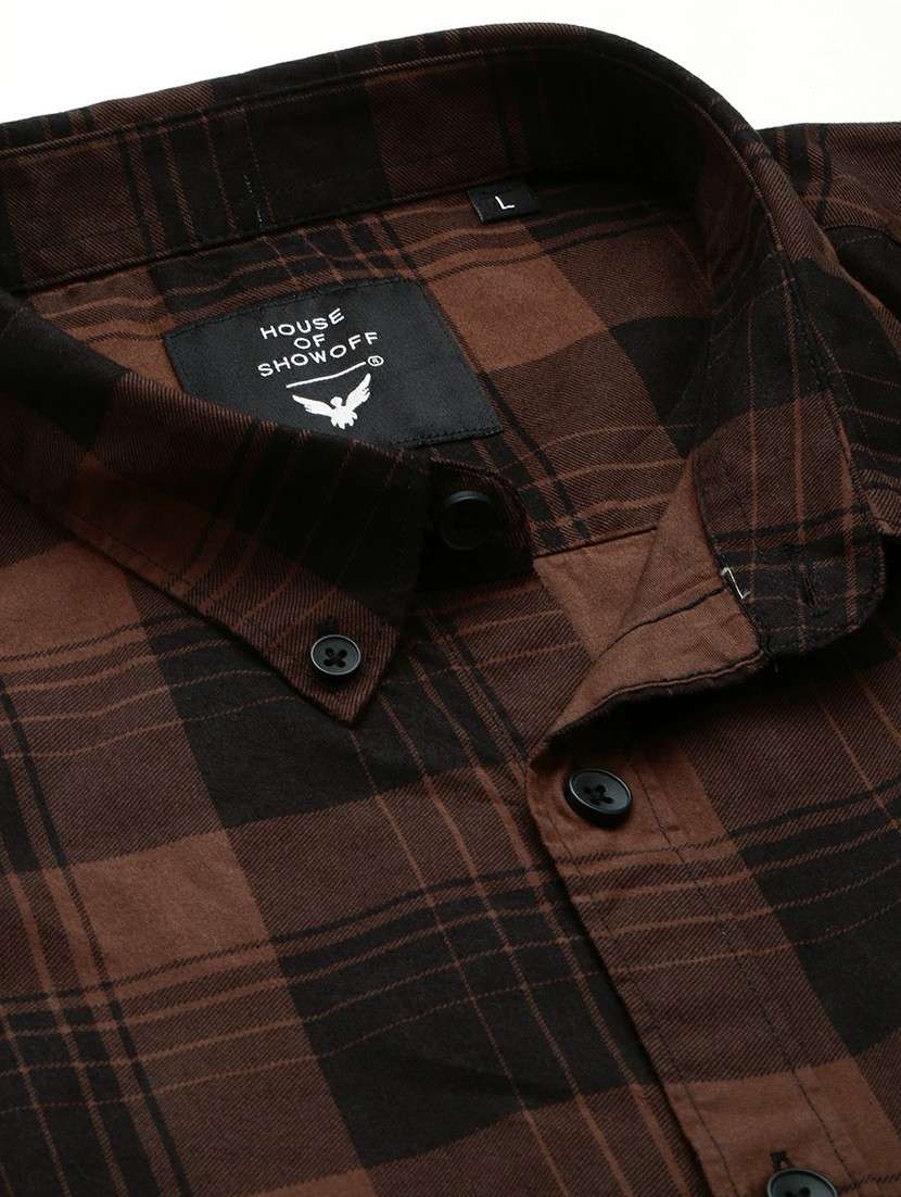 brown cotton blend casual shirt - 20598608 -  Standard Image - 6