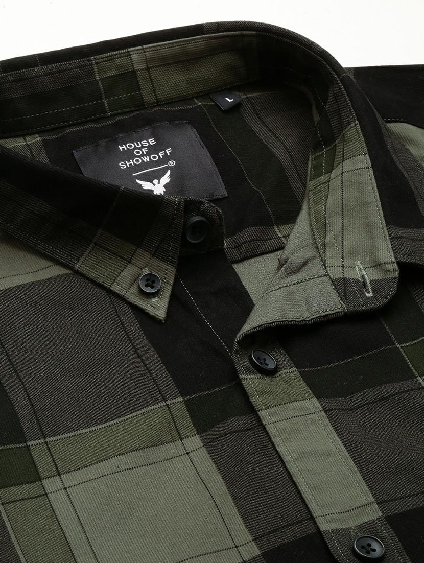 olive cotton blend casual shirt - 20598611 - Standard Image - 6