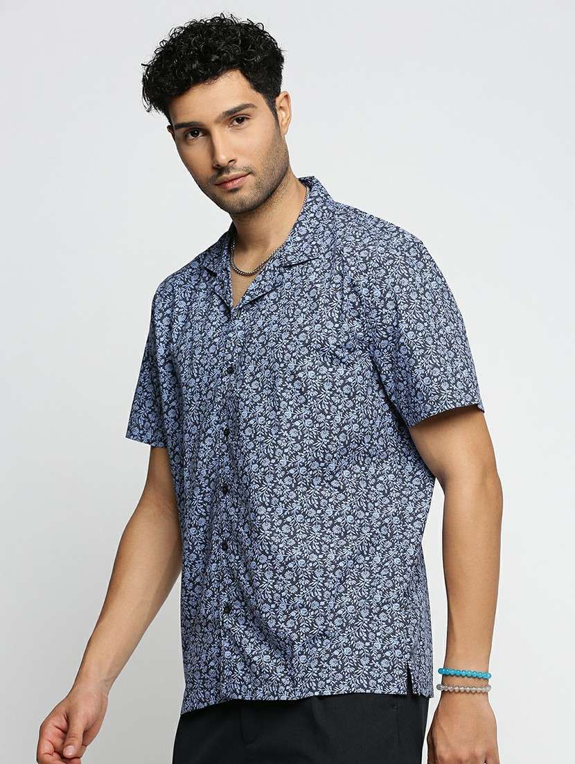 blue cotton blend casual shirt - 20598618 -  Standard Image - 1