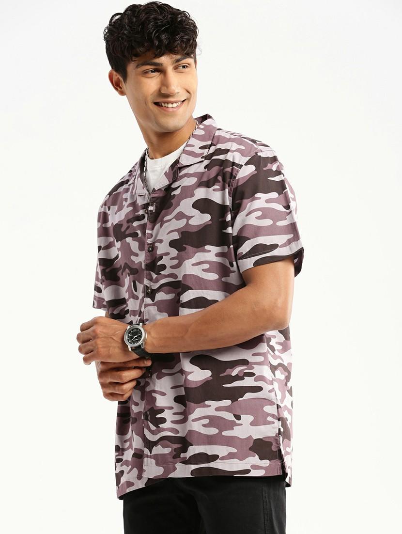 lavender cotton blend casual shirt - 20598621 - Standard Image - 1