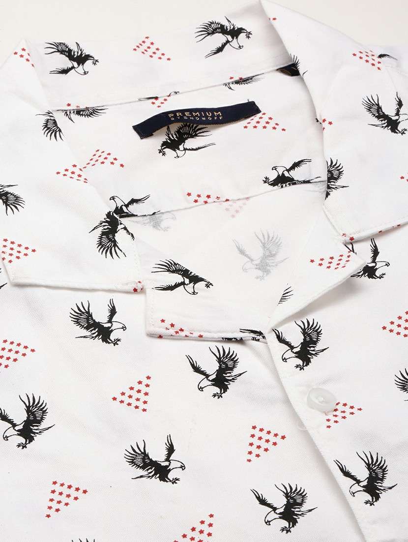 white cotton blend casual shirt - 20598628 -  Standard Image - 6