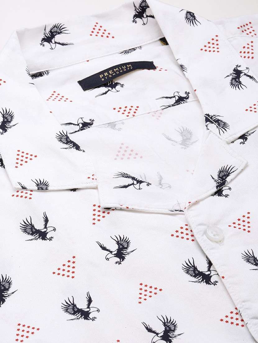 white cotton blend casual shirt - 20598630 -  Standard Image - 6