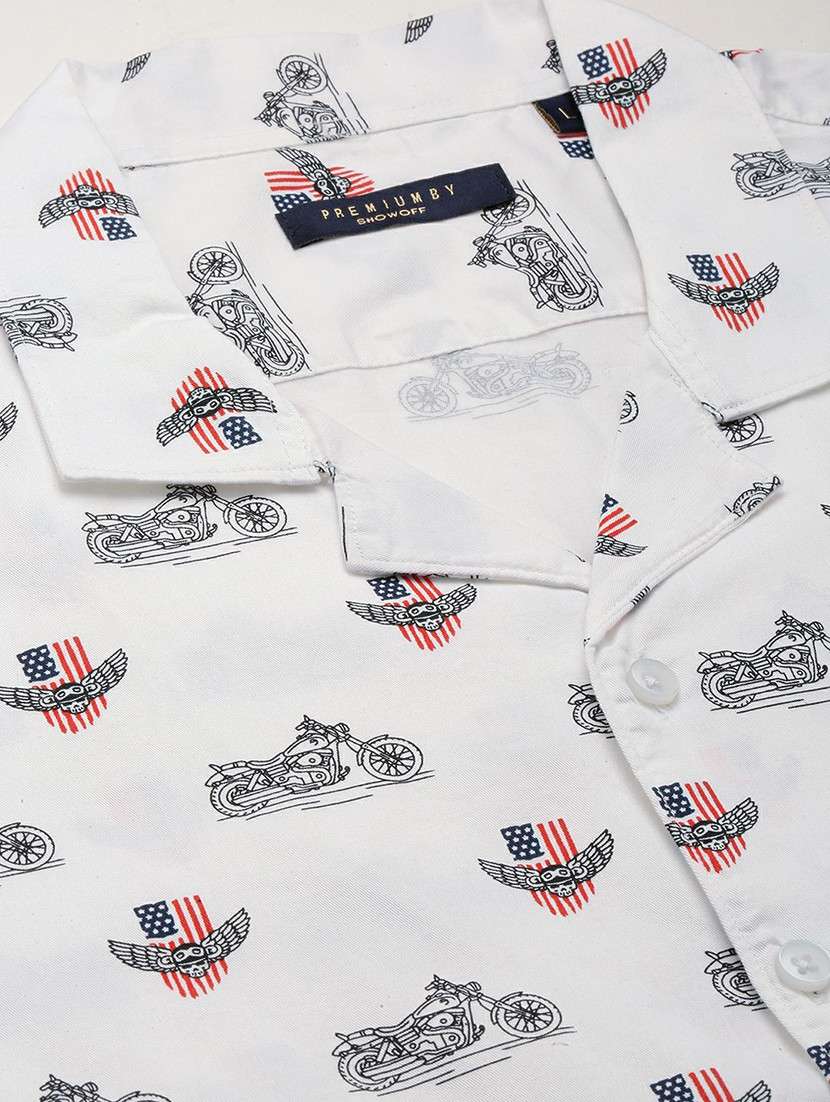 white cotton blend casual shirt - 20598632 -  Standard Image - 6