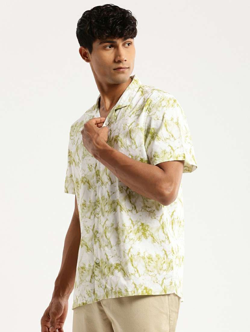 white cotton blend casual shirt - 20598633 -  Standard Image - 1