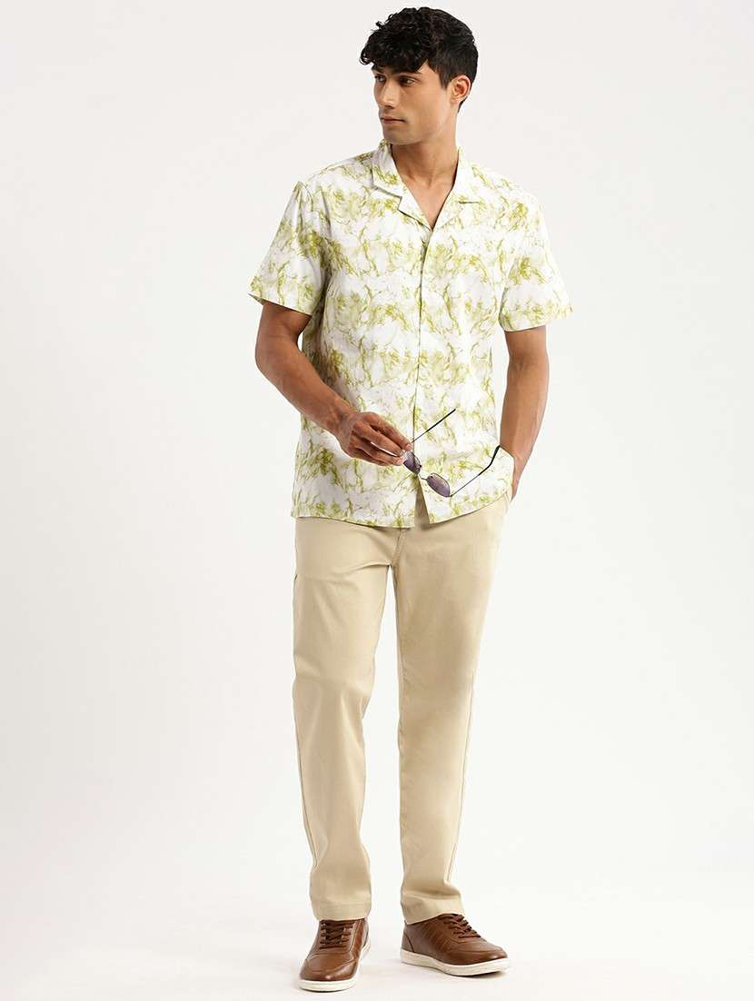 white cotton blend casual shirt - 20598633 -  Standard Image - 4