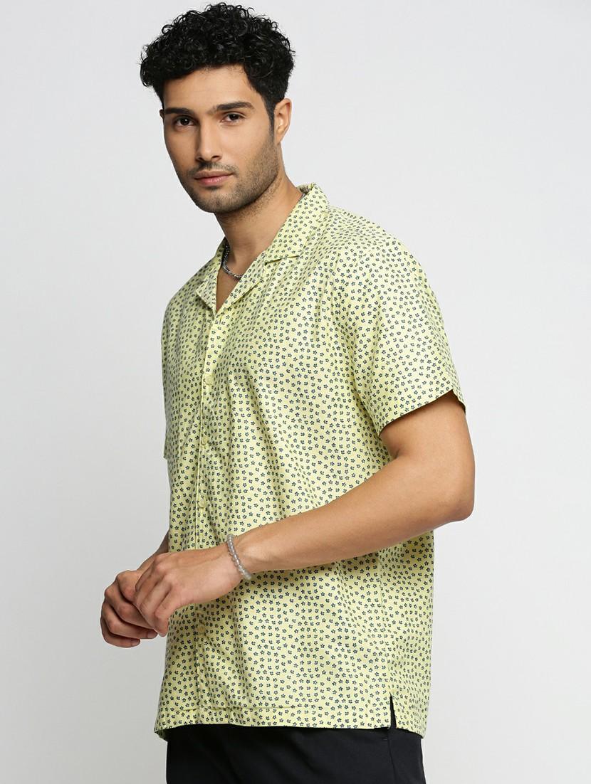 yellow cotton blend casual shirt - 20598639 - Standard Image - 1