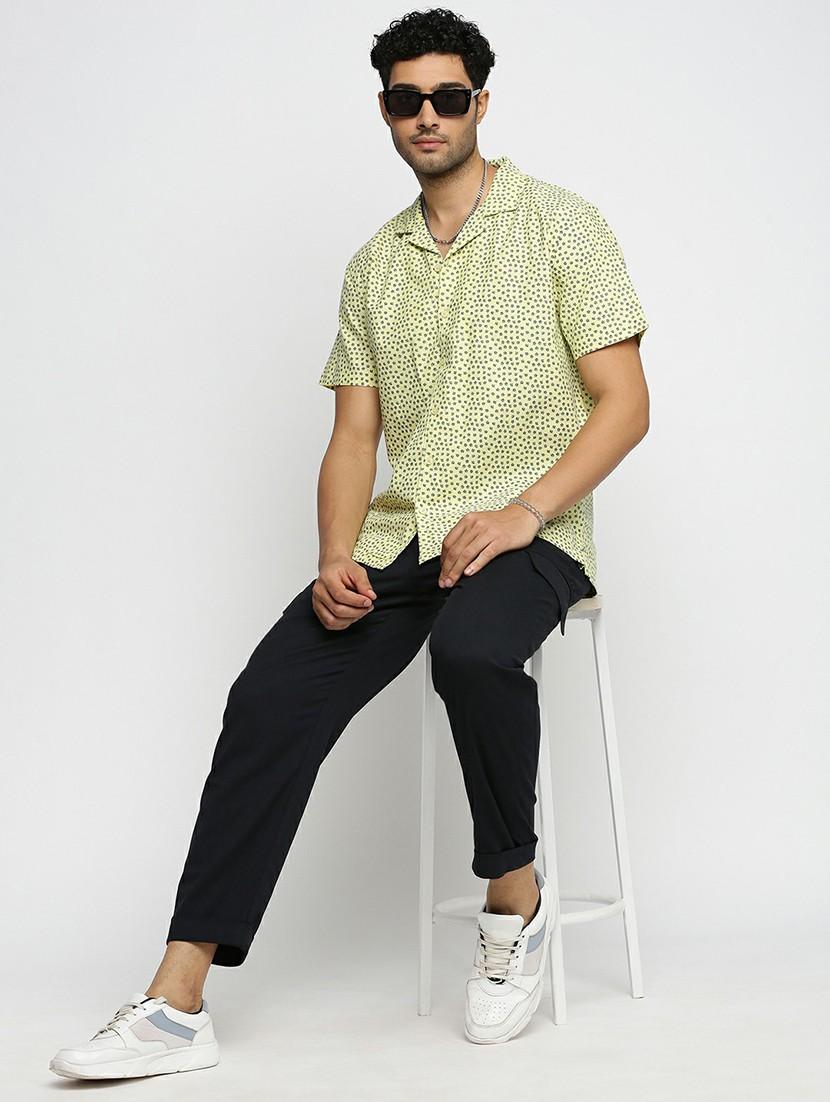 yellow cotton blend casual shirt - 20598639 - Standard Image - 4