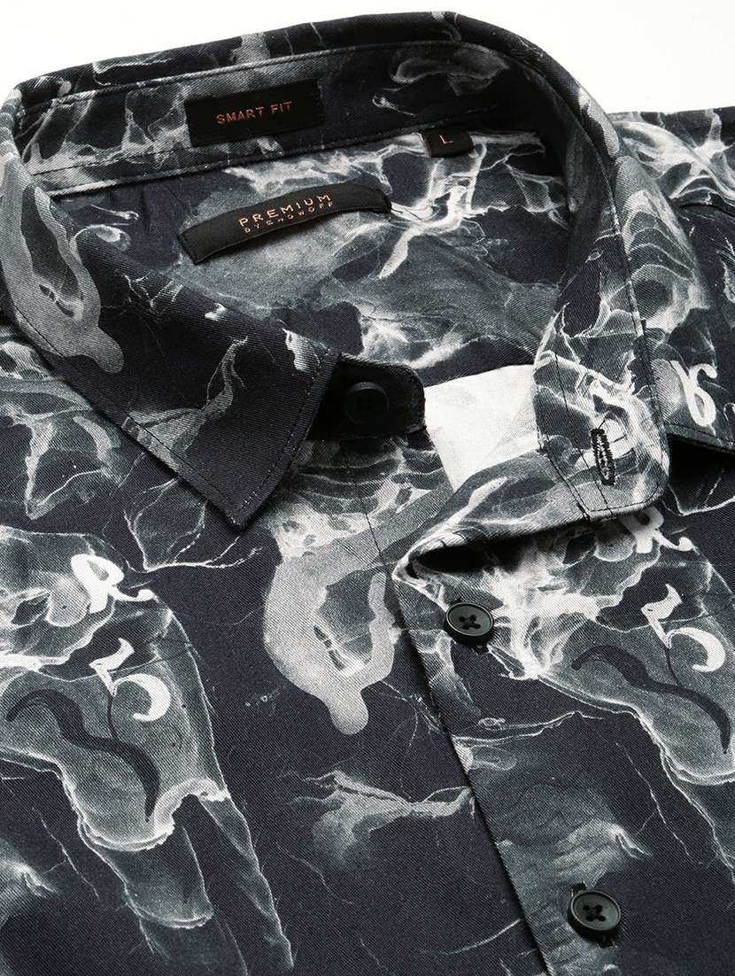 black cotton blend casual shirt - 20598641 -  Standard Image - 6