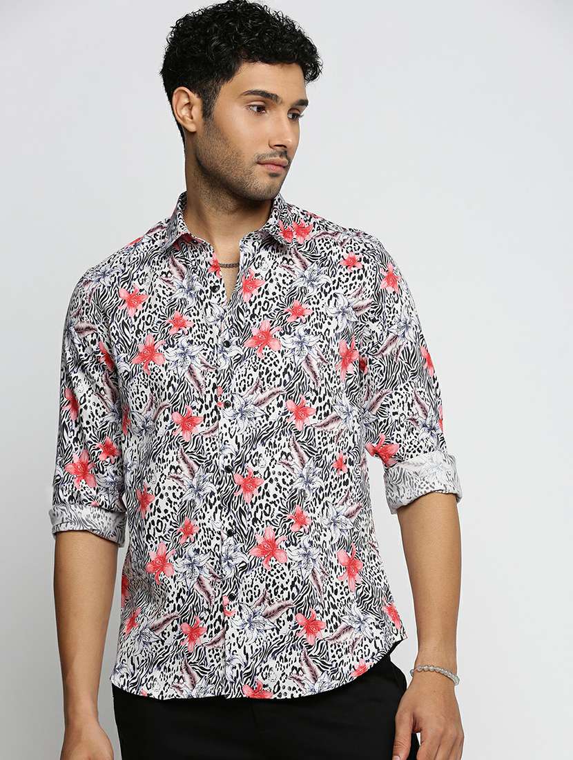 off white cotton blend casual shirt