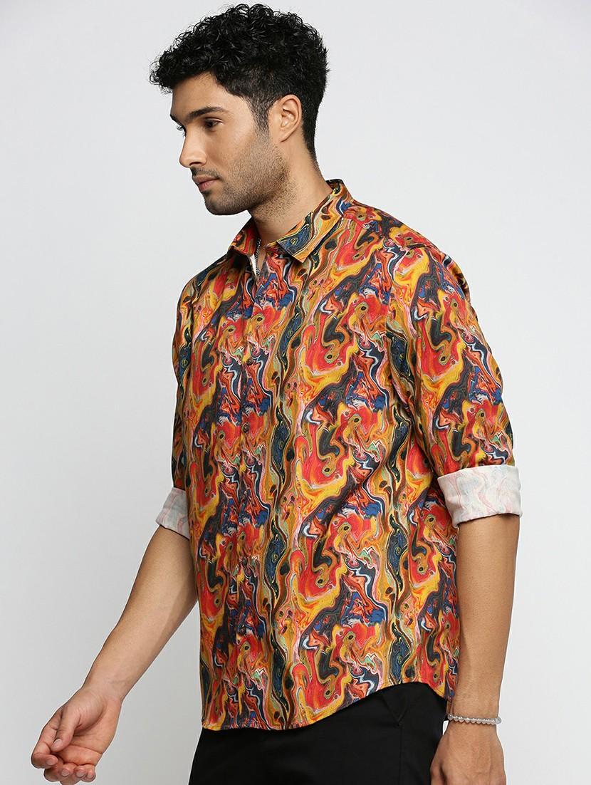 orange cotton blend casual shirt - 20598652 - Standard Image - 1