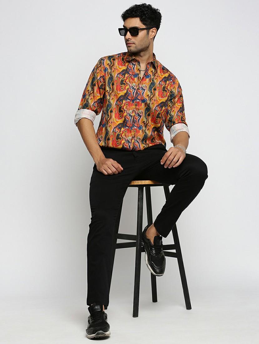 orange cotton blend casual shirt - 20598652 - Standard Image - 4