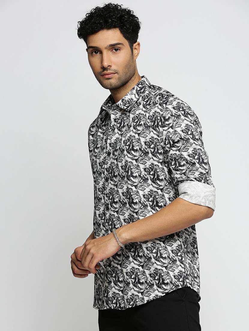 black cotton blend casual shirt - 20598657 -  Standard Image - 1