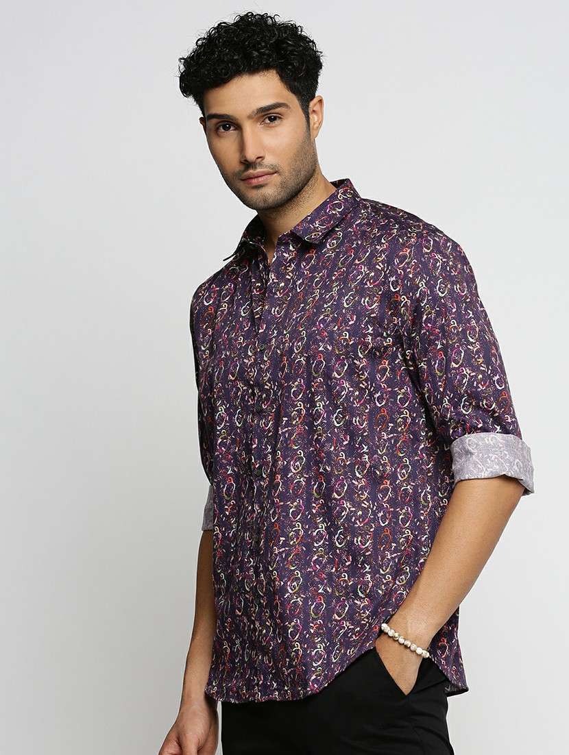 purple cotton blend casual shirt - 20598658 -  Standard Image - 1