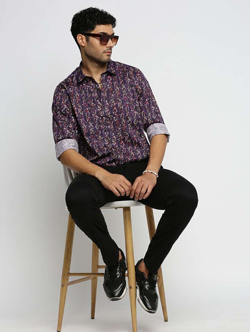 purple cotton blend casual shirt - 20598658 -  Standard Image - 4