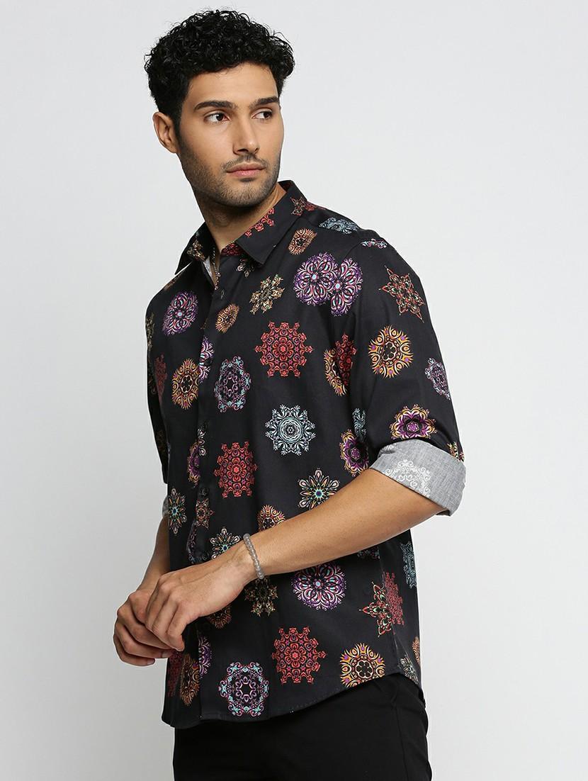black cotton blend casual shirt - 20598659 - Standard Image - 1
