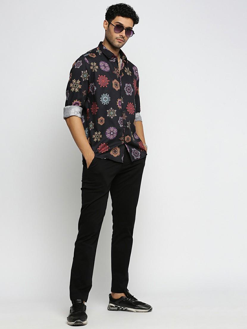 black cotton blend casual shirt - 20598659 - Standard Image - 4