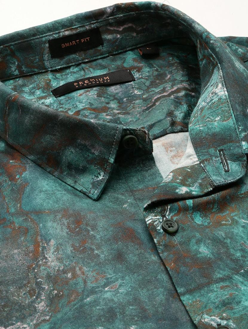 green cotton blend casual shirt - 20598666 - Standard Image - 6