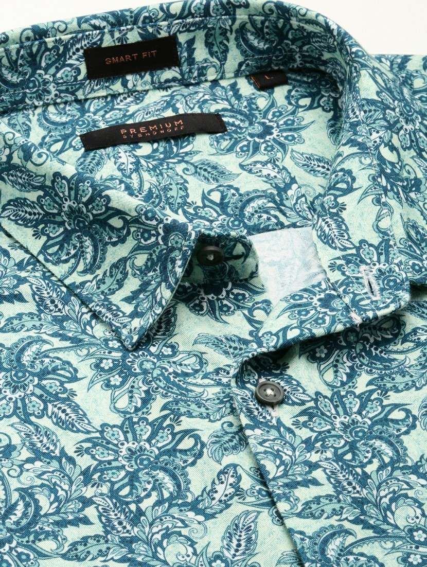 sea green cotton blend casual shirt - 20598667 - Standard Image - 6