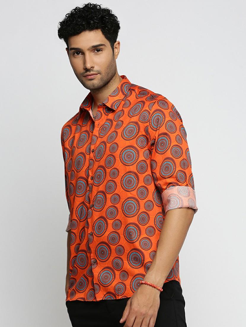 orange cotton blend casual shirt - 20598668 - Standard Image - 1