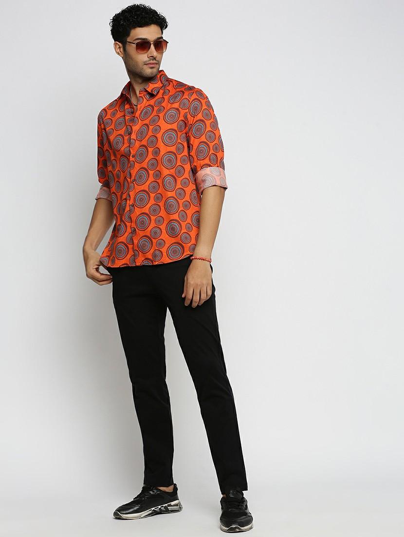 orange cotton blend casual shirt - 20598668 - Standard Image - 4