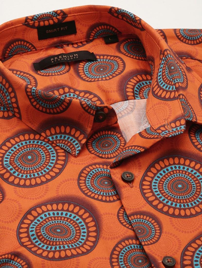 orange cotton blend casual shirt - 20598668 - Standard Image - 6