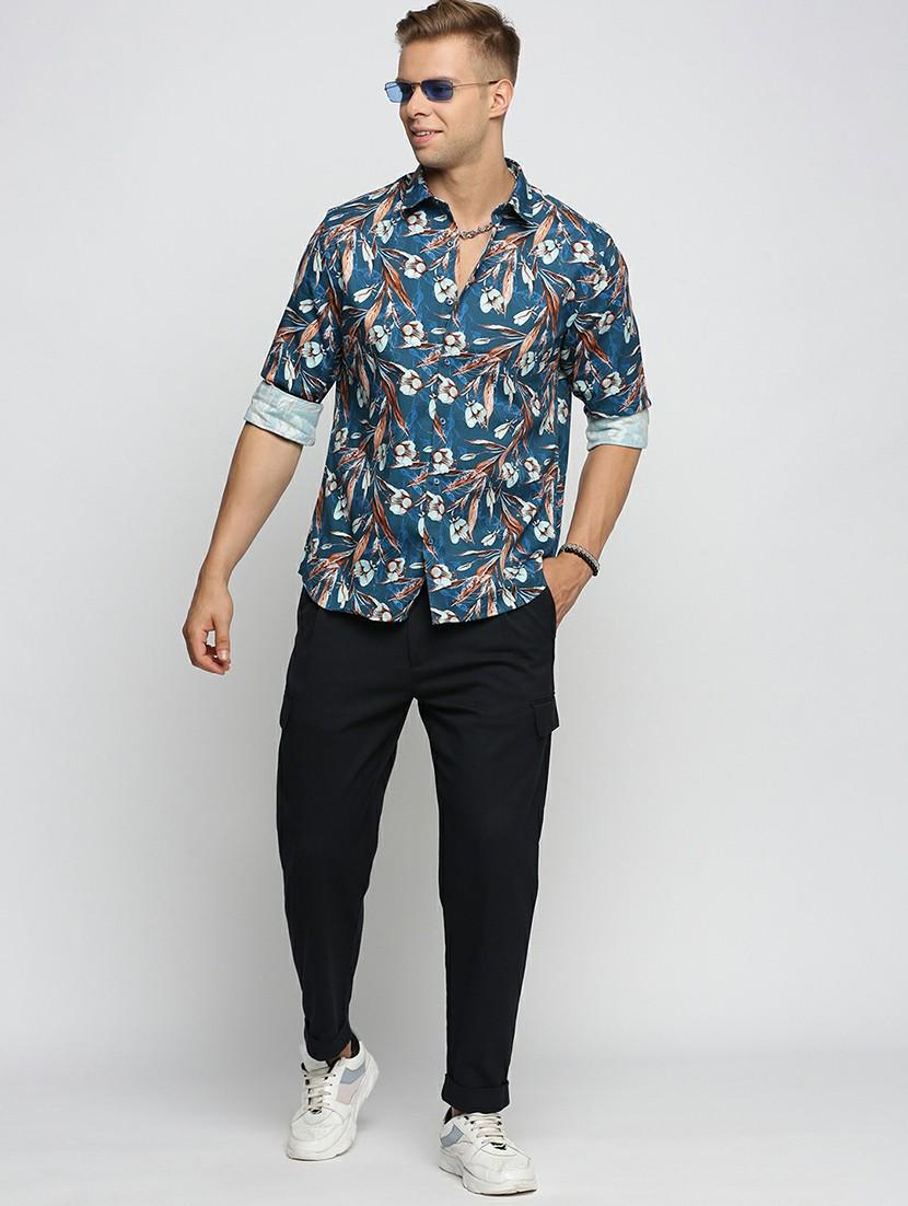 teal cotton blend casual shirt - 20598670 - Standard Image - 4