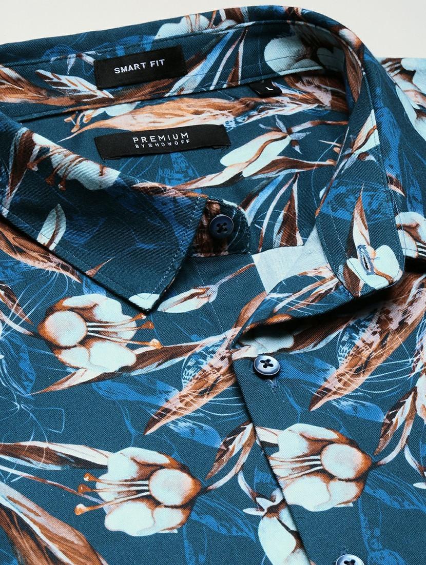 teal cotton blend casual shirt - 20598670 - Standard Image - 6