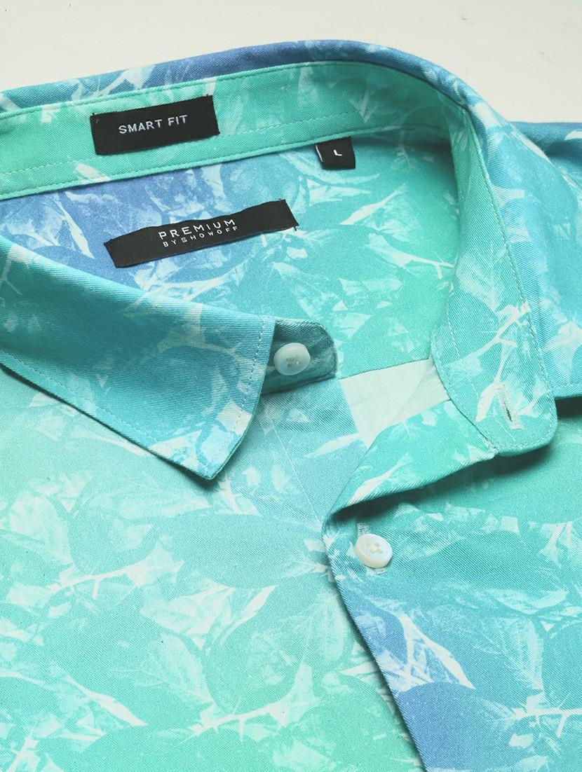 turquoise cotton blend casual shirt - 20598672 - Standard Image - 6