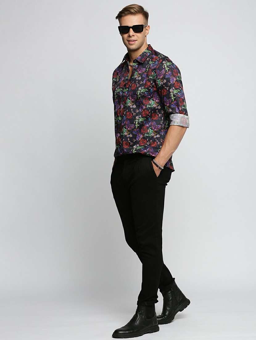 black cotton blend casual shirt - 20598673 -  Standard Image - 4